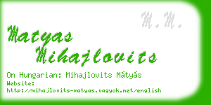 matyas mihajlovits business card
